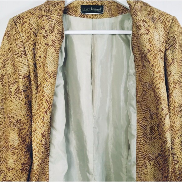 VTG Designer Blazer Women's M Faux Snakeskin Lined Pockets Classic Statement - Picture 3 of 9